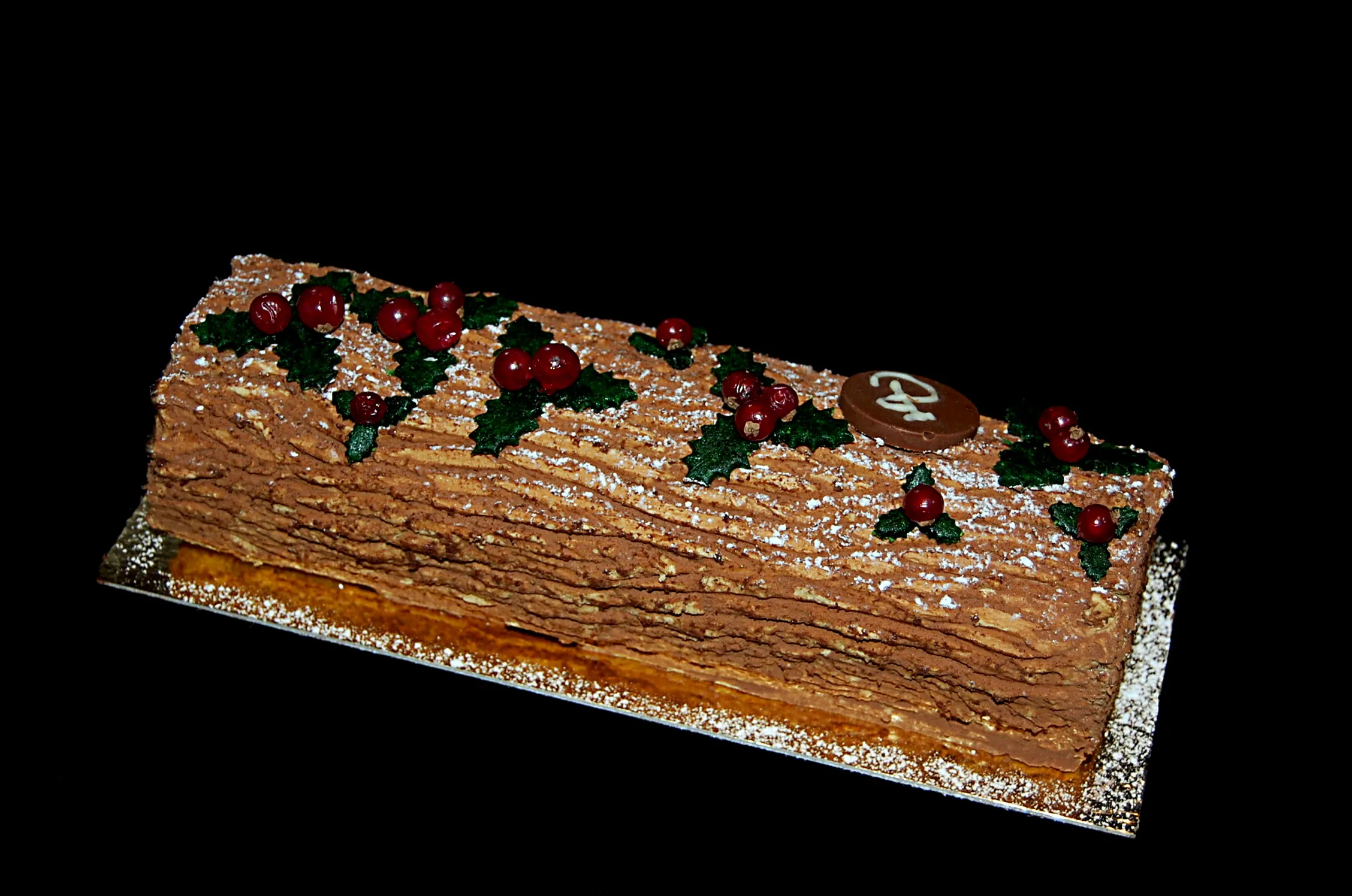 Bûche traditionnelle au chocolat,